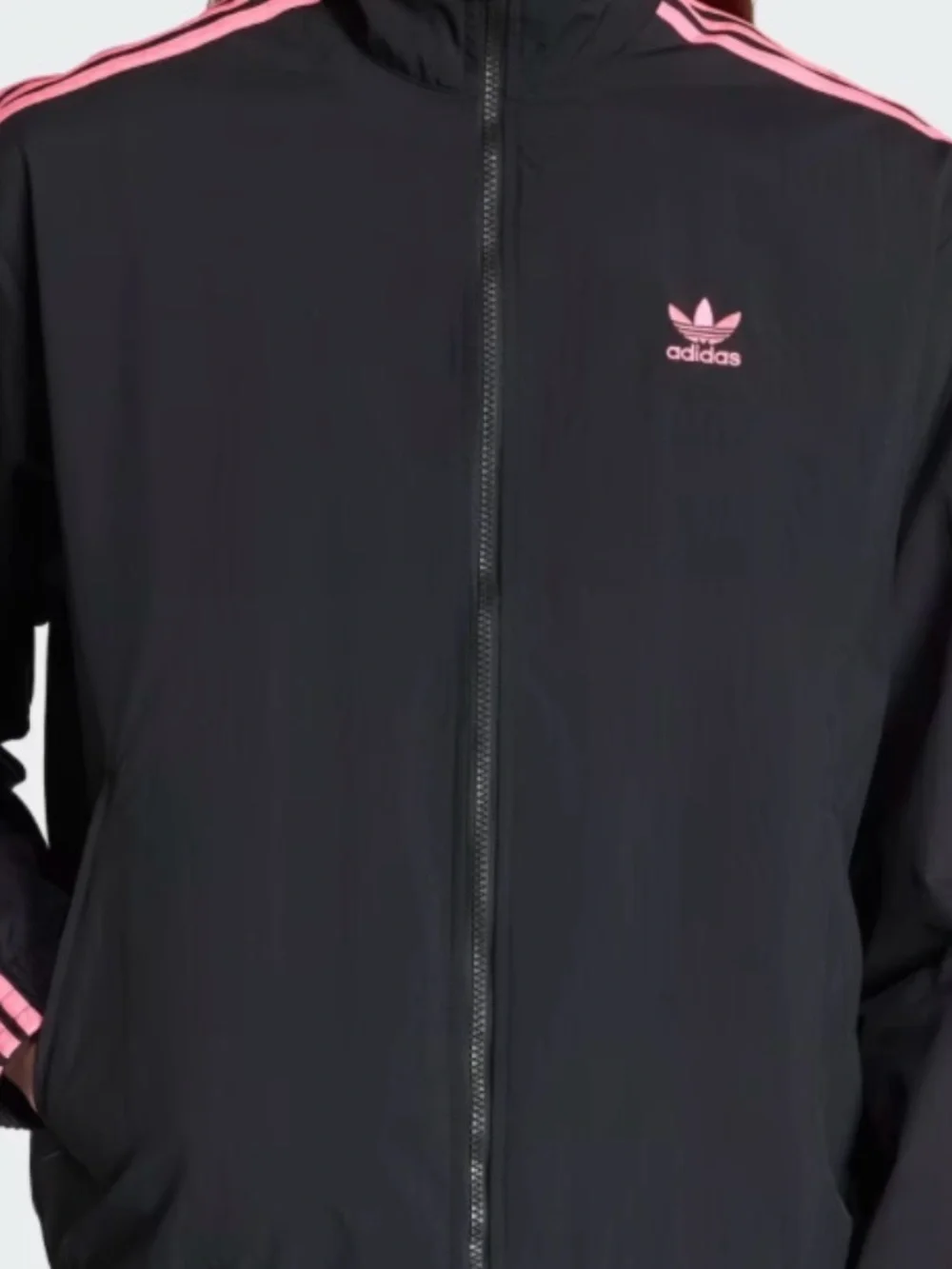 Adidas Black Track Set includes jacket and Pants with Pink Three-Stripes